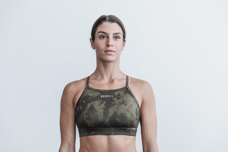 Women's Nobull High-Neck (TIE-DYE) Sports Bra Olive | SG A3190H